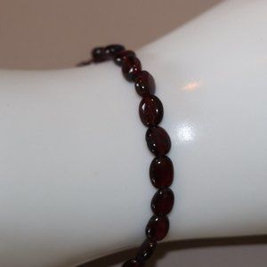 Orissa Rhodolite Garnet Bead & Sterling Silver Bracelet (7.25 ) - 40.00 ctw